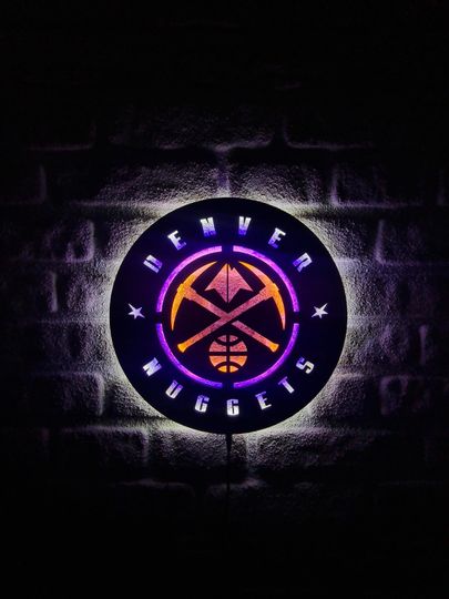 Discover Denver Nuggets LED Lighted Sign, Basketball Team Emblem Illuminated Sign, Best Gift For Basketball Lovers, Christmas Gift