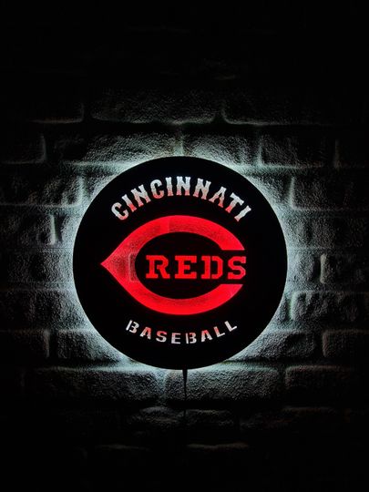 Discover Cincinnati Reds LED Lighted Sign, Baseball Team Emblem Illuminated Sign, Cincinnati Reds Baseball Lovers for Christmas Gift