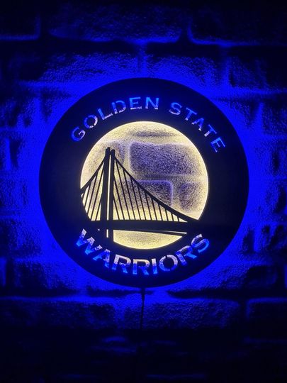 Golden State Warriors LED Lighted Sign, Basketball Team Emblem Illuminated Sign, Best Gift For Basketball Lovers, Christmas Gift