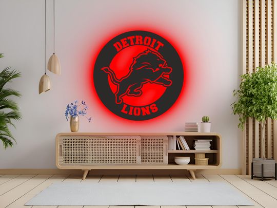 Detroit Lions LED Wall Art: RGB Light-Up football Team Sign