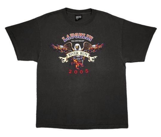 Discover Vintage 2005 Laughlin River Run Motorcycle Rally T-Shirt Large
