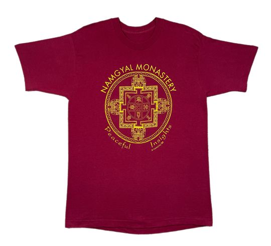 Discover Vintage 1997 Namgyal Monastery Peaceful Insights Buddhist Monk T-Shirt (XL)