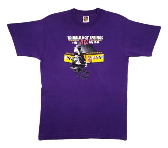 Discover Vintage 1996 Trimble Hot Springs Durango Colorado Jazz Festival Graphic T-Shirt Size Medium/Large