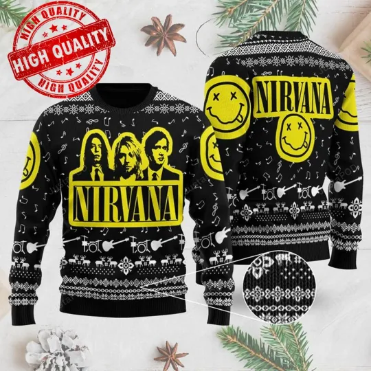 Discover Nirvana Band merry Christmas Ugly Sweater