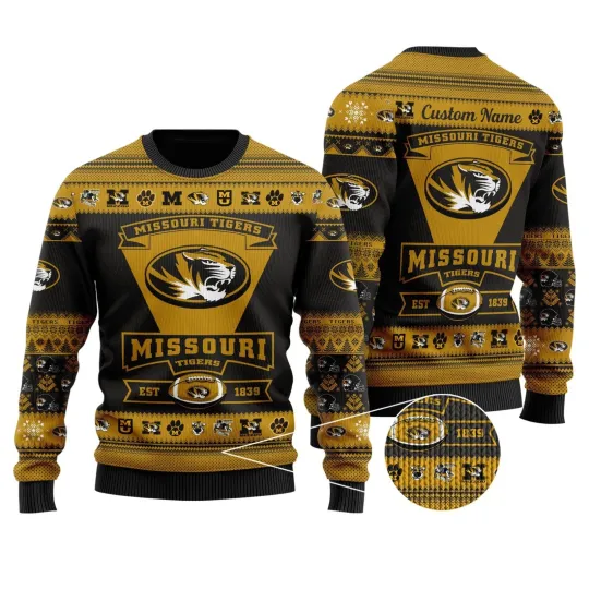 Discover Custom Name Missouri Tigers Football Ugly Christmas Sweat