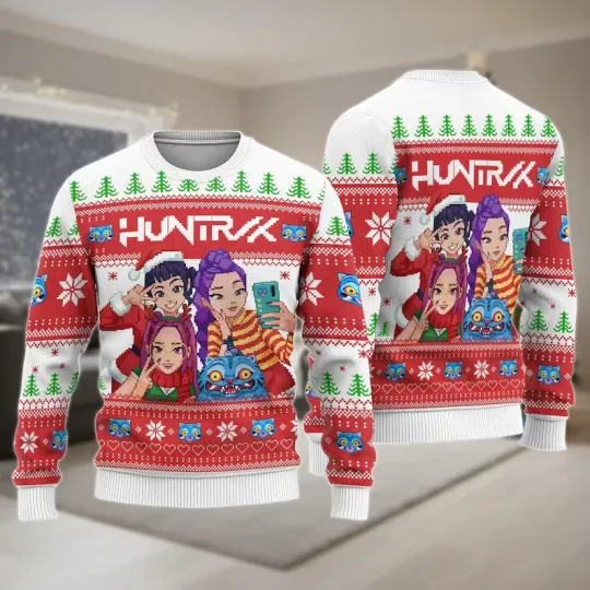Discover Christmas Huntrlx Ugly Sweater, Pixel Girls Xmas Sweater Kpop