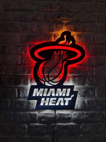 Discover LED Lighted Miami Heat Sign, Basketball Team Emblem Illuminated Sign, Best Gift For Basketball Lovers, Christmas Gift