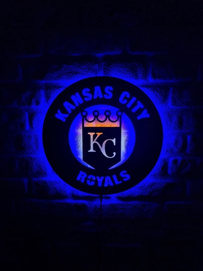 Discover Kansas City Royals LED Lighted Sign, Baseball Team Emblem Illuminated Sign, Best Gift For Baseball Lovers, Christmas Gift