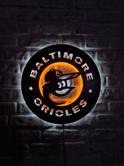Discover Baltimore Orioles LED Lighted Sign, Baseball Team Emblem Illuminated Sign, Gift For Baseball Lovers, Christmas Gift