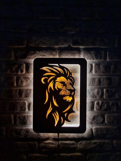 Discover Lion Led Lighted Sign, Amazing Wall Decor for Kids Rooms, Lion Wall Art, Illuminated Sleek Gift