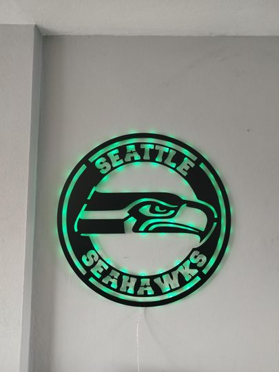 Seattle Seahawks LED Wall Art: RGB Light-Up football Team Sign