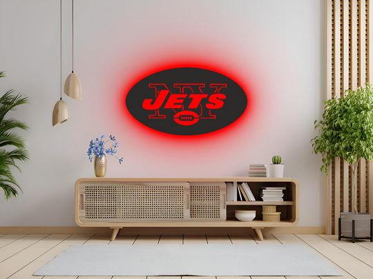 Discover New York Jets LED Wall Art: RGB Color Changing football Team Sign