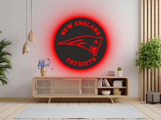New England Patriots LED Wall Art: RGB Light-Up football Team Sign