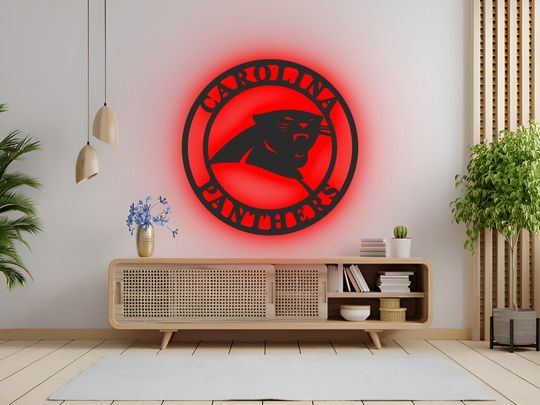 Discover Carolina Panthers LED Wall Art: RGB Light-Up football Team Sign