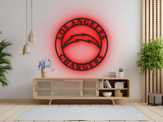 Discover Los Angeles Chargers LED Wall Art: RGB Light-Up football Team Sign