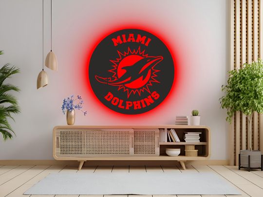 Miami Dolphins LED Wall Art: RGB Light-Up football Team Sign