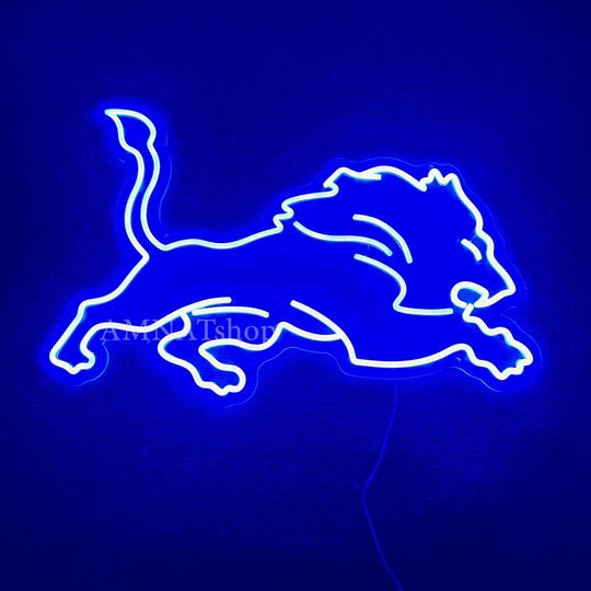 Detroit Lions Neon Sign Custom Football Team Wall Art Gift for Fan