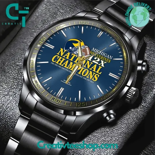Discover Michigan Wolverines 12x National Champions Stainless Steel Watch