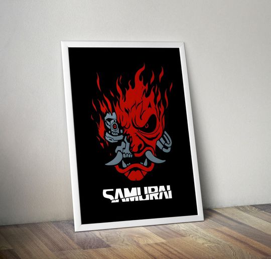 Cyberpunk 2077 Poster | Samurai Logo Gaming Wall Decor | Vertical Matte Print for Room & Home