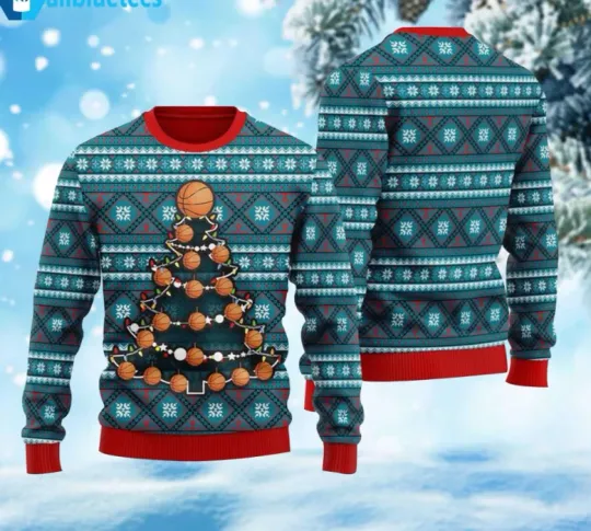 Discover Basketball Christmas Tree Sweater – Funny Holiday Ugly Xmas Jumper