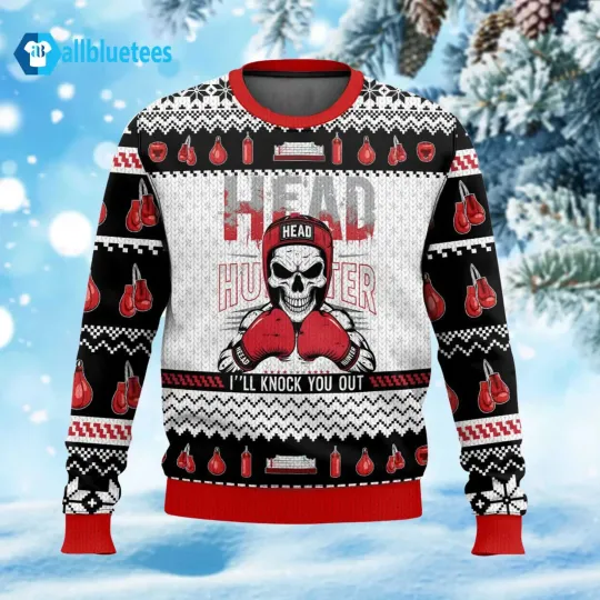 Discover Boxing Head Hunter Christmas Ugly Sweater – Funny Fighter Holiday Xmas Jumper