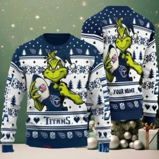 Discover Titans funny character Stole With Ball Grin Football Ugly Christmas Sweater