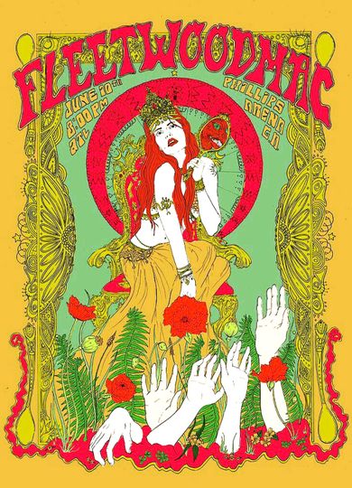 Fleetwood Mac Concert Poster Psychedelic Art Nouveau Atlanta 2000s