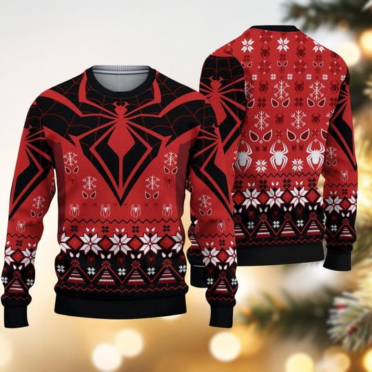 Discover Spider Man Christmas Ugly Sweater, Spiderman Sweater, Xmas Party Gift For Women Men Kid, Superhero Holiday Sweater, Marvel Fan Gifts