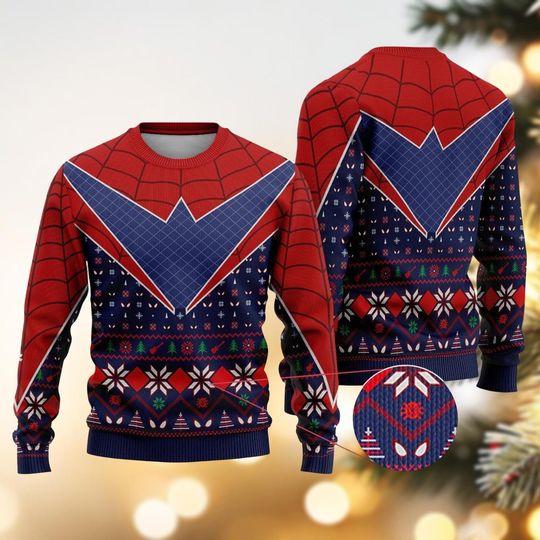 Discover Spider-Punk Christmas Ugly Sweater, Spider Man Across The Spider Verse Sweater, Hobie Brown Xmas Sweater, Marvel Fan Holiday Sweater