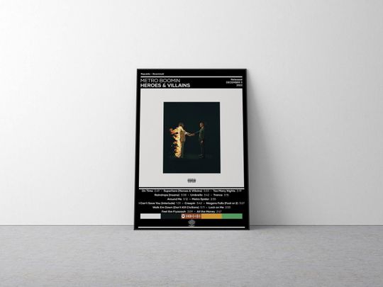 Metro Boomin Heroes & Villains Poster Music Wall Decor Hiphop Album Cover Vertical Poster