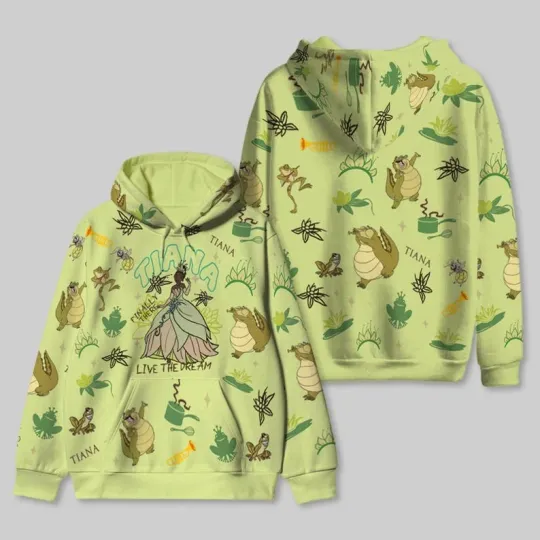 Tiana The Princess And The Frog Louis Dinosaur Live The Dream Hoodie 3D Printed