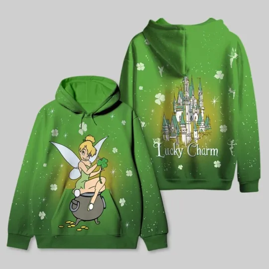 Tinker Bell Princess Magic Castle Lucky Charm Patrick's Day Hoodie 3D Printed