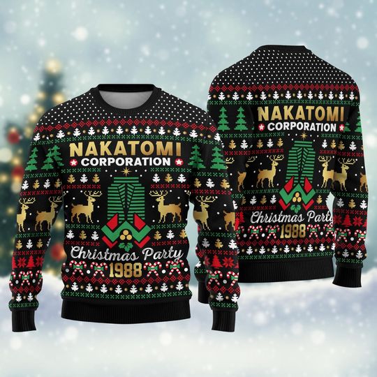 Discover Nakatomi Corporation Plaza Christmas Ugly Sweater, Die Hard Xmas Sweater, Retro Xmas Movie Holiday Sweater Men Women, Xmas Party Gift
