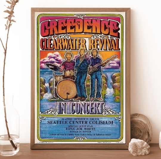 Authentic Creedence Clearwater Revival Vintage Poster 1960s Vertical Print