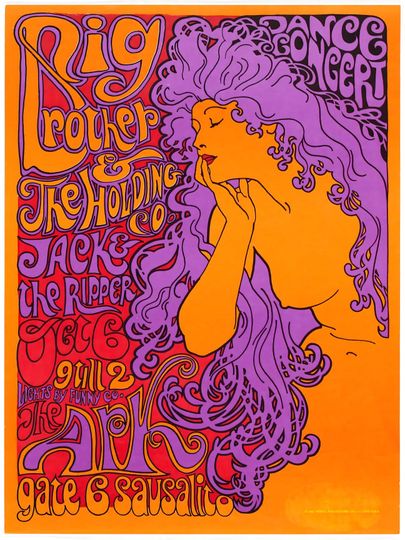 Discover Vintage Concert Art Poster 1967 Big Brother & The Holding Co Psychedelic San Francisco Rock