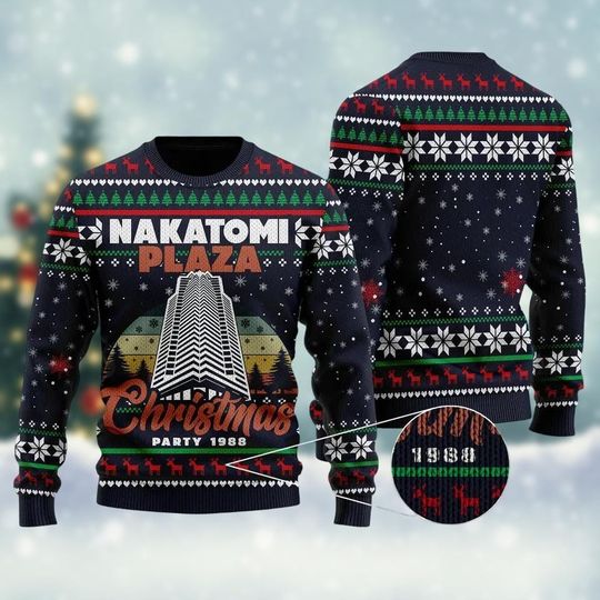Discover Nakatomi Plaza Christmas Party 1988 Ugly Sweater, 80s US Movie Christmas Sweater, Die Hard Holiday Sweater, Xmas Gift For Men Women Kid
