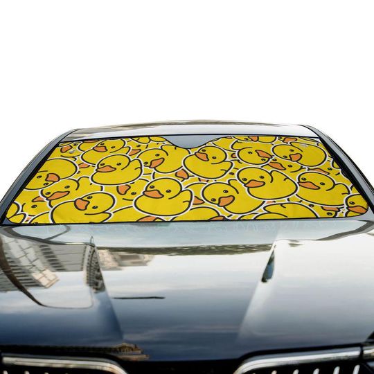 Discover Yellow Rubber Ducky Accordion Style Car Sun Shade for Front Windshield