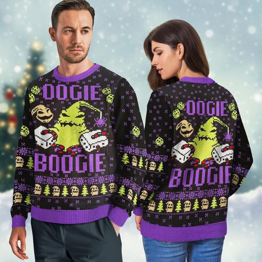 Discover Disney Oogie Boogie Ugly Christmas Sweater, Nightmare Before Christmas Holiday Sweater, Disneyland Xmas Gifts For Men Women Kid