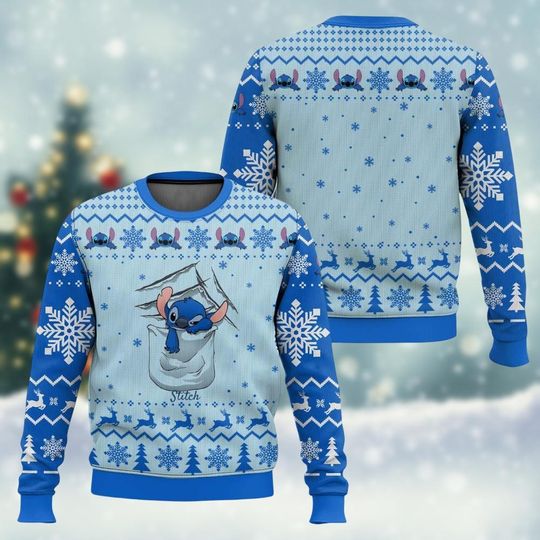 Discover Stitch Christmas Ugly Sweater, Disney Lilo and Stitch Sweater, Cartoon Xmas Sweater, Disneyland Shirt, Disney World Gift For Men Women Kids