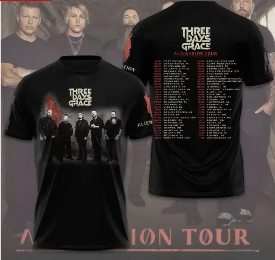 Discover Three Days Grace Alienation Tour 2026 3D T-Shirt