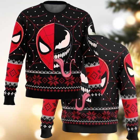 Spider Man And Venom Ugly Sweater, Spider Christmas Sweater, Superhero Movie Christmas Sweater, Venom Xmas Sweater, Holiday Gifts