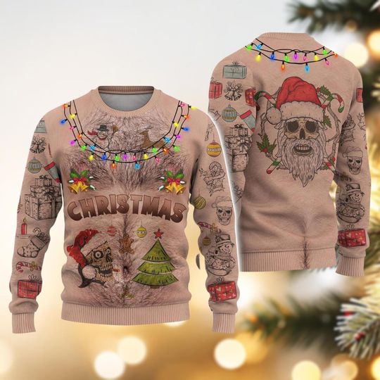 Christmas Chest Ugly Sweater, Chest Nuts Christmas Sweater, Skull Holiday Sweater, Family Sweater, Xmas Sweater For Men Women Kid