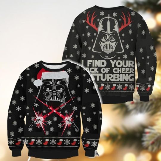 Discover Darth Vader I Find Your Lack Of Cheer Disturbing Ugly Christmas Sweater, Star War Santa Clause Sweater, Disney Movie Holiday Sweater