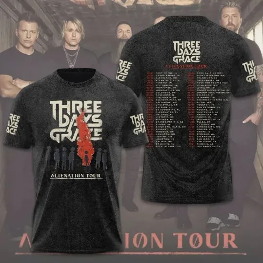 Discover Three Days Grace Alienation Tour 2026 3D T-Shirt Unisex  PA386