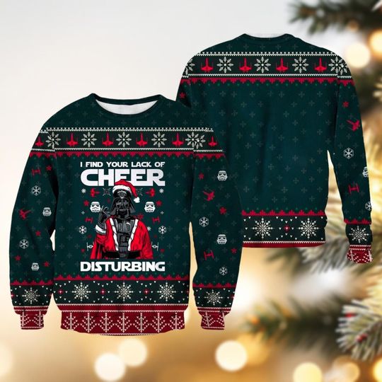 Discover I Find Your Lack Of Cheer Disturbing Ugly Christmas Sweater, Horror Character Movie Xmas Sweater, Merry Christmas Gift, Holiday Sweater