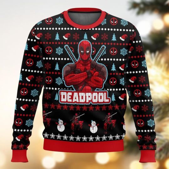 Discover Deadpool Superhero Ugly Christmas Sweater, Deadpool Movie Xmas Sweater, Deadpool Superhero Christmas Shirt Gift For Men Women Kid