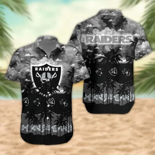 Discover Las Vegas Raiders Hawaiian Shirt with Palm Trees Sunset and Team Logo