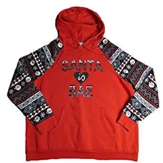 Discover Derek Heart Juniors Ugly Christmas Pullover Hoodie Santa is Bae