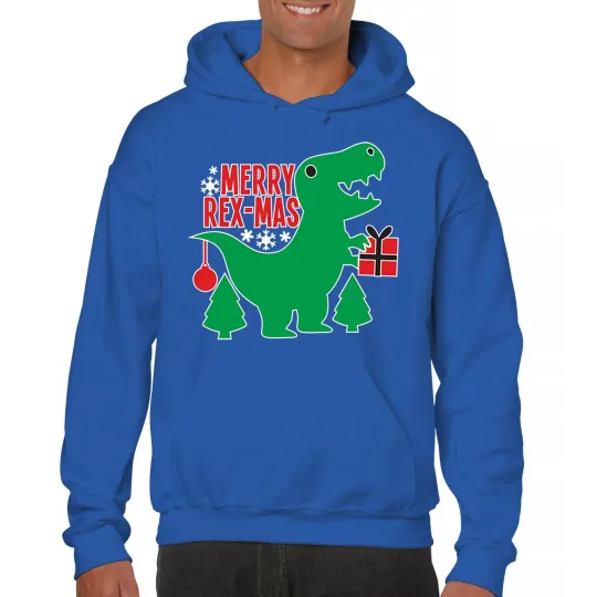 Discover Merry Rex-Mas Unisex Hoodie Christmas Ugly Sweater Party Funny T-Rex