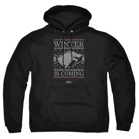 Game Of Thrones Winter Is Coming Ugly Christmas Mens Hoodie Black Officially Lic